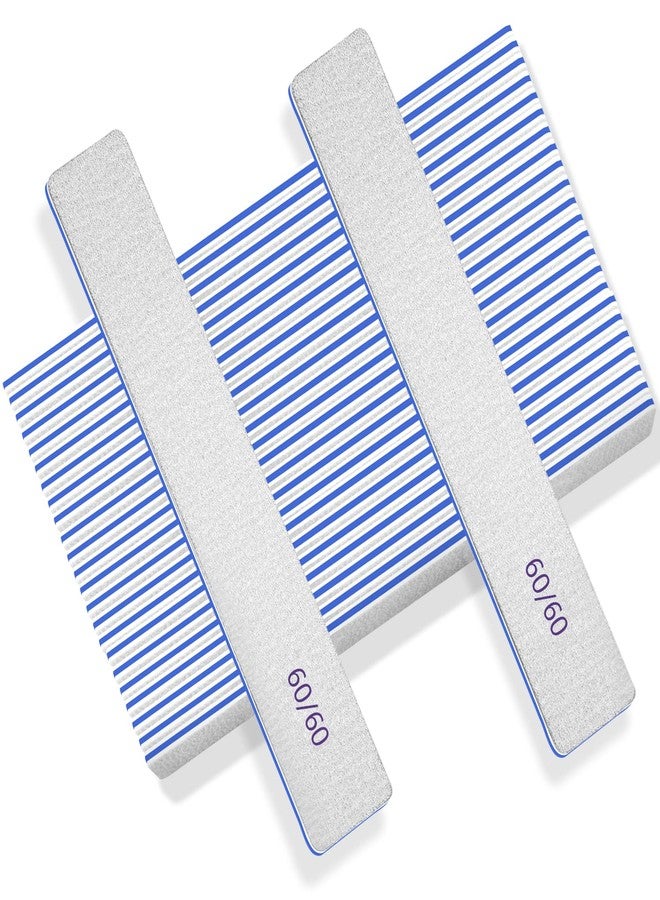 BLESWIN Nail Files 50pcs-Nail File 60/60 Grit for Acrylic Nails, Rough Nail Files Emery Boards for Artificial Nails, Fake Nails, Professional Double Sided Jumbo Zebra Nail File - Image 1
